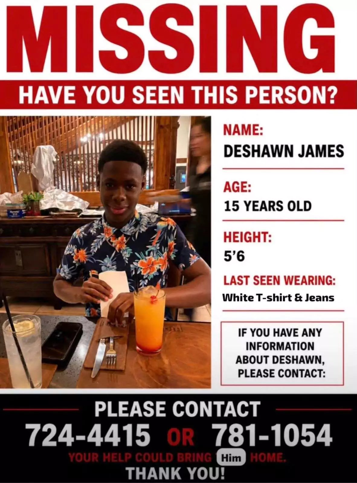 Family Appeals for Public's Help in Search for Missing Teen Deshawn James 