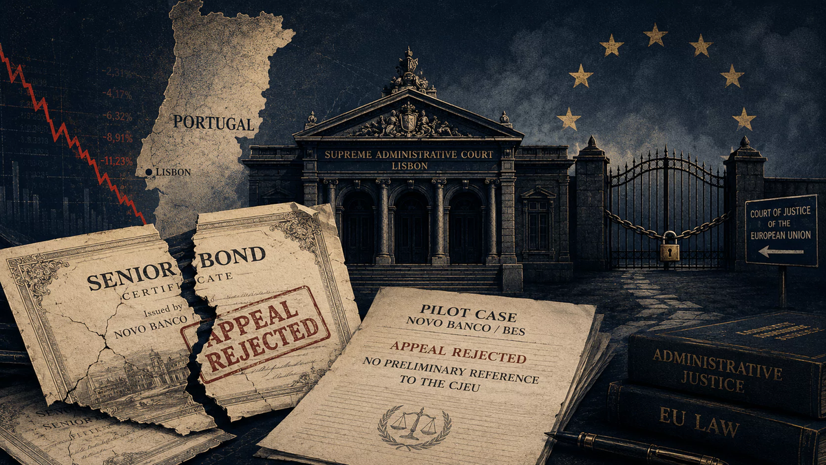 Stylised illustration of Novo Banco/BES senior bonds, Portugal’s Supreme Administrative Court and a blocked path to the CJEU<br />
