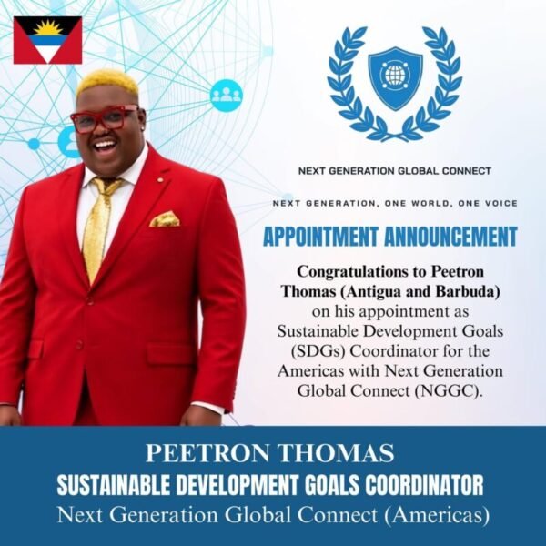 Antiguan Youth Leader Peetron Thomas Named SDGs Coordinator for the Americas